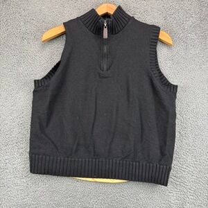 Martin Mens Black 100% Italian Merino Wool 1/4 Zip Sweater Vest Large L686